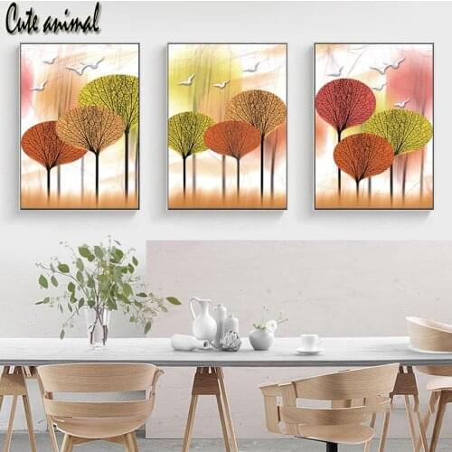 Nordic Minimalist Art DIY diamond Painting Colorful Vein Tree Landscape Diamond Embroidery mosaic Home Wall Art 3 Pcs/set