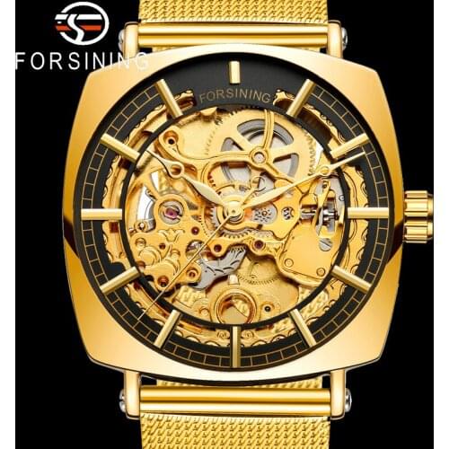 FORSINING Automatic Mechanical Men Wristwatch Military Army Sport Male Clock Top Brand Luxury Gold Skeleton New Man Watch 8153