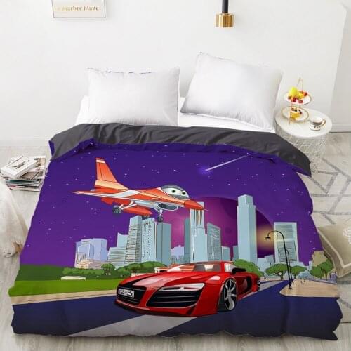 Car Cartoon Kids Duvet cover Quilt/Blanket/Comfortable Case Bedding for children baby girls 140x200 240x220 for Home violet