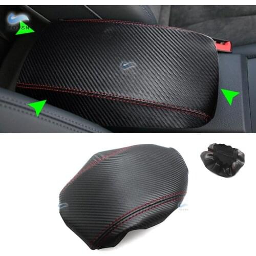 For Audi A3 2017 2018 Carbon texture Microfiber Leather Car Center Console Armrest Box Protection Cover Trim
