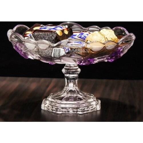European Fashion Fruit Dish Rose Glass High Fruit Bowl Snack Snack Plate Sushi Plate