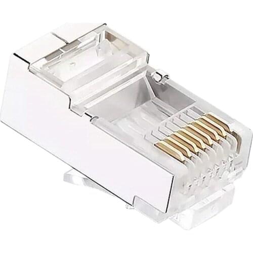 Jasoz 100Pcs Cat5 RJ45 Connector 8P8C Engineering Use Gold Plated Plug Crimp Network Plug RJ45 Crimper Connector
