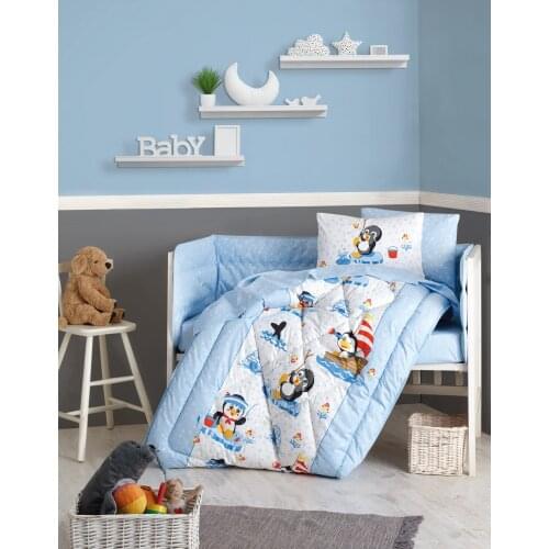 Cotton Box Baby Bedding Set, Baby Room Decor, Gifts, Quilt, Bed Sheets, Pillow Cases are manufactured in Turkey Penguen