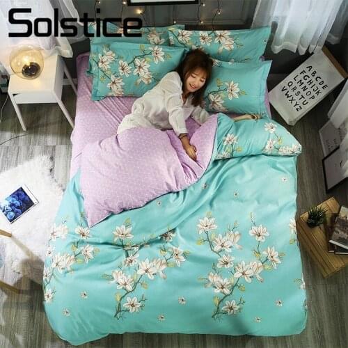 Solstice Home Textile Girls Kid Teen Bedding Set Flower Soft Duvet Quilt Cover Flat Sheet Pillow Case Slips King Full Twin Linen