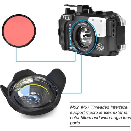 SeaFrogs Underwater Diving Camera Housing Waterproof Case For Olympus TG-6 TG6 Case 52mm 67mm M10/M14/M16 Sea&Sea Nauticam