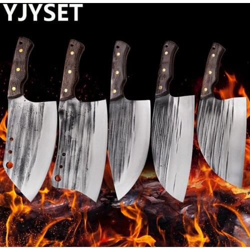 Forged Butcher Knife Boning Knife Kitchen Stainless Steel Meat Chopping Knife Serbian Chef Slicing Cutter Knife Cooking Tools