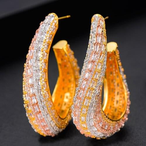 LARRAURI Fashion Jewelry Trendy Hoop Earring Luxury Braid Infinity Cubic Zircon Super Party Big Hoop Earrings For Women Wedding
