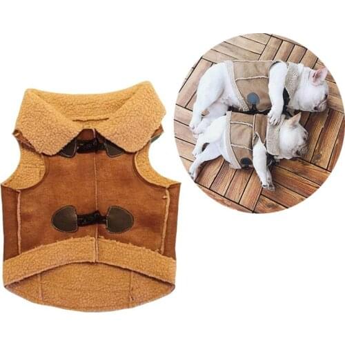 Fashion Pet Dog Leather Zipper Jacket Coat Pet Winter Velvet Clothes Cool Jacket Clothing For Small Dogs Teddy French Bulldog