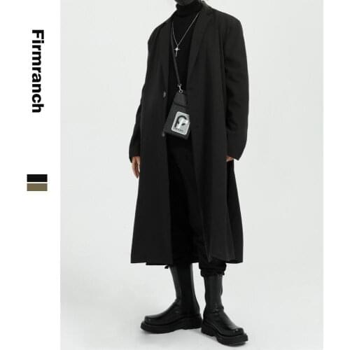 Firmranch Men Spring/Autumn Classic Retro Long Wind Coat Jacket Ins Men/Women X-Long Trench Coat Loose Casual dust Coat BF Style
