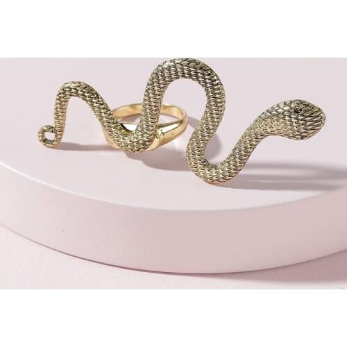 GSOLD Retro Bronze Twisted Exaggerated Python Ring Geometric Metal Animal Ring Fashion Trend Men And Women Finger Jewelry