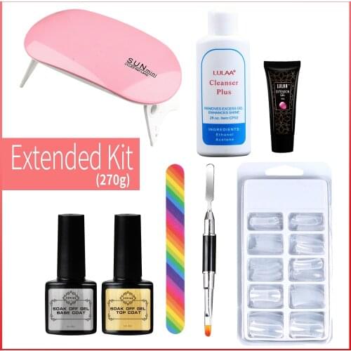 15ml Nail Extension Gel Set Nail Set UV LED Lamp Dryer Quick Building Set Nail Gel Set Nail Form Nail Art Brush Nail Tools Kit