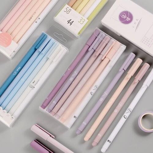 6Pcs/Set Gel Pen Set 0.5mm Black ink School Stationery Suppliers Office Accessories