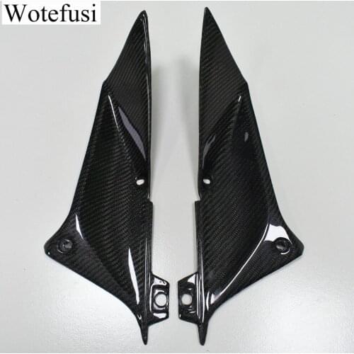 Wotefusi Carbon Fiber Motorcycle Pair of Tank Side Cover Panels Fairing for Yamaha R1 2002 2003 Black [PA517]