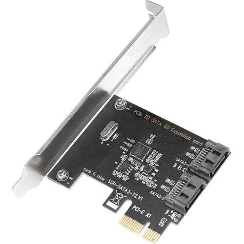 PCIE to SATA Expansion Card ASM1061 PCIE to 2-Port SATA3.0 6Gbps Bootable SSD Solid State Drive Adapter Card