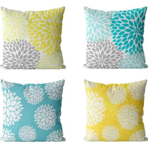 Flowers Cushion Cover Pillow Decorative Green Yellow Blue Pillow Cover Artistic Cushion Covers For Home Decor Sofa Chair Bed