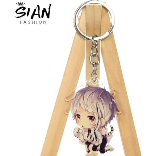 SIAN Anime Bungou Stray Dogs Double Sided Acrylic Key Chain Cartoon Character Shape Teens Backpack Pendant or Gift for Friends