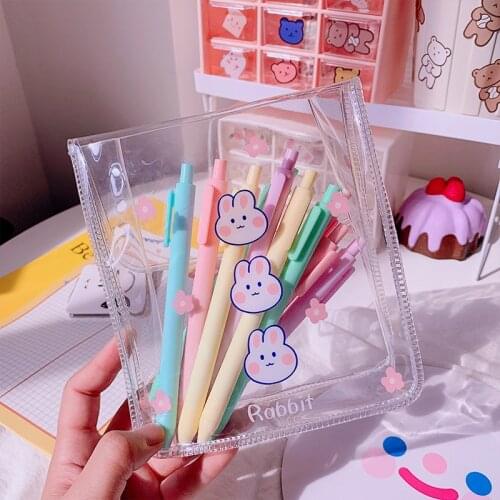 14.5x16.5cm Korean Ins Style Transparent PVC Winding Storage Bag Kawaii School Office Stationery Pen Tapes Makeup Organizer Bag