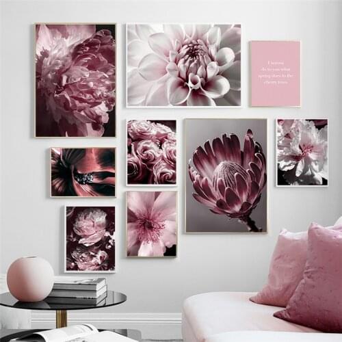 Modern Art Colorful Flower Picture Canvas Painting Wall Art Poster and Print Nordic Plant Home Decor for Living Room Design