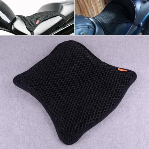 DWCX Black Motorcycle Heat Insulation Sunscreen Seat Mesh Cover Cushion Pad Protector Anti-slip Breathability