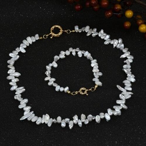 Timeless Fashion Pearl Jewelry High-End Baroque Pearl Necklace and Bracelet Set Good Party Choker Necklace for Women