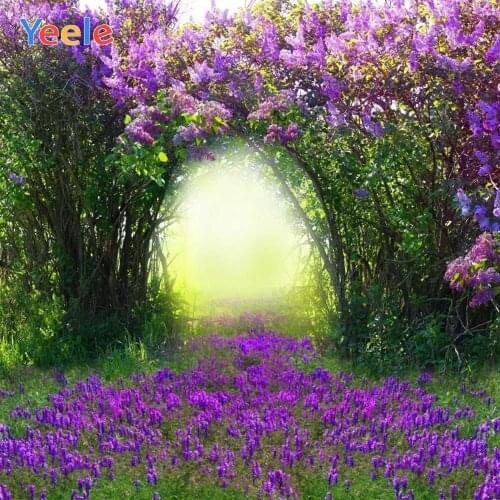 Yeele Vinyl Purple Flowers Corridor Wedding Photography Background Natural Children Birthday Photographic Backdrop Photo Studio