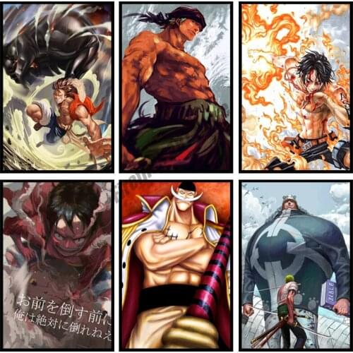 Japanese Cartoon Anime Canvas Painting Luffy Zoro Wall Art Posters and Prints Pictures for Living Boys Nordic Home Decor Gift