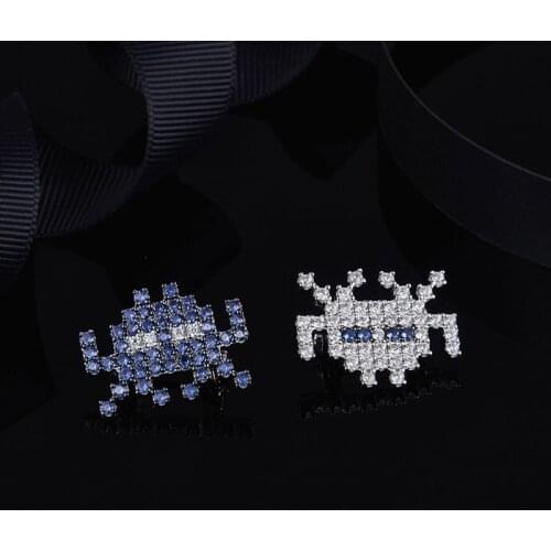 SLJELY Pure 925 Sterling Silver SPACE SHOOTER Brooch Dark Blue Zircon CZ Stones Women Fashion Jewelry October Collection
