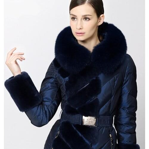 New fur big fur collar coat European and American high end luxury celebrity temperament thickened down jacket