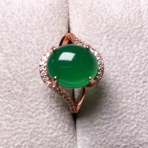 Jadery Charm Classic Natural Green Jade Emerald Open Ring Real 925 Sterling Silver Rings For Women Wedding Party Fine Jewelry