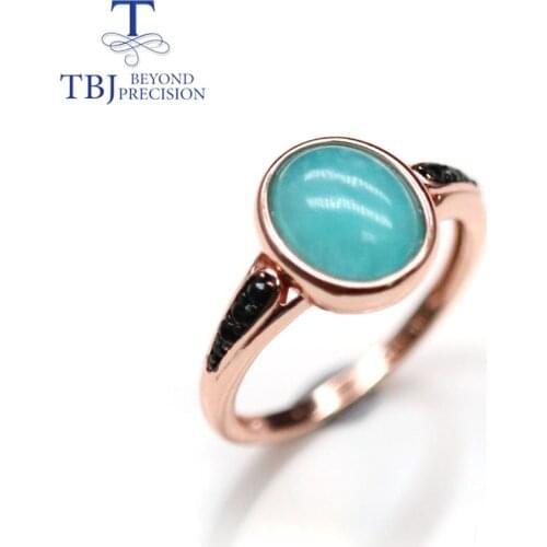 TBJ ,Natural Amazonite Ring oval cut 8*10mm 3ct gemstone fine jewelry 925 sterling silver nice gift for women wife mom