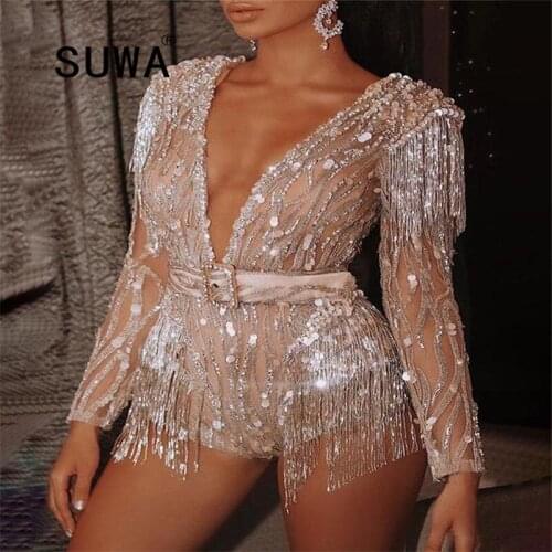 2020 Autumn New Womens Round Neck Long Sleeve Sequins Tassel Dress Evening Party And Wedding Prom Mini Vestidos Free Shipping