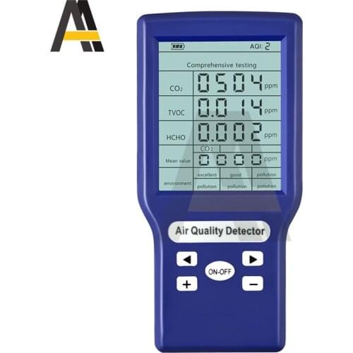 LCD Air Quality Monitor Formaldehyde HCHO TVOC CO2 Detector Digital Tester Precision Self-Monitoring Indoor Household Air Tester