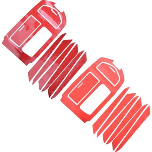 1 Set Door Panel Gear Shift Box Cover Trim Sticker PVC LHD Carbon Fiber Red Style Fit for Maserati Ghibli 2014 2015 2016 2017