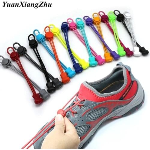 1 Pair 22 Colors Elastic Shoelaces Round Locking No Tie Kids Adult Quick Lazy Rubber Sneakers T1