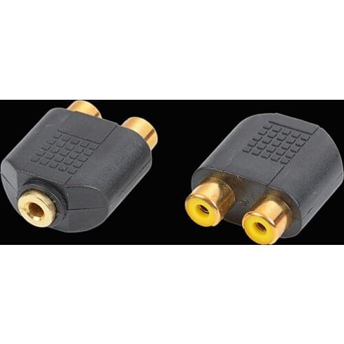 1pcs 3.5mm 1/8" Stereo female jack to 2 dual RCA female Y Splitter Audio adapter Drop shipping