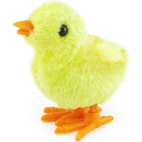 1pcs Cute Plush Wind Up Chicken Kids Clockwork Animal Educational Toy Clockwork Jumping Walking Hopping Chicks Toys For Children