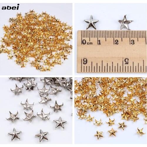 100pcs/lot 10mm Metal Star Rivets Gold Silver Buttons DIY Scrapbooking Embellishment Handmade Shoes Bags Fastener Brads Decors