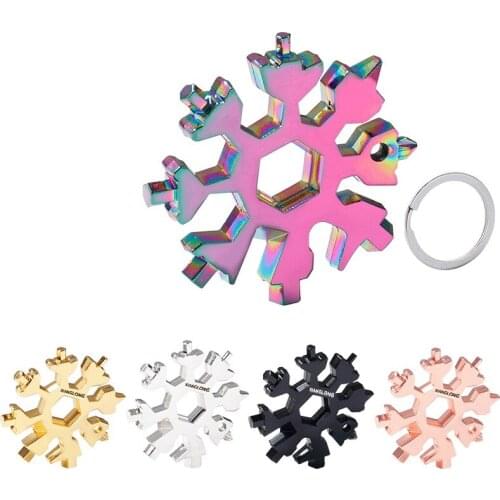 18 In 1 Snowflake Snow Wrench Tool Spanner Hex Wrench Multifunction Camping Outdoor Survive Tools Bottle Opener Screwdriver