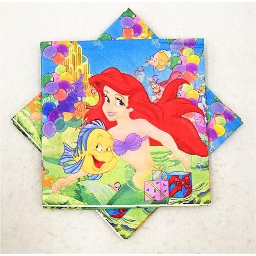 20p/set Mermaid Party Supplies Baby Shower Paper Napkin Tissue Wedding Disposable Tableware Favor Kids Birthday Party Decoration