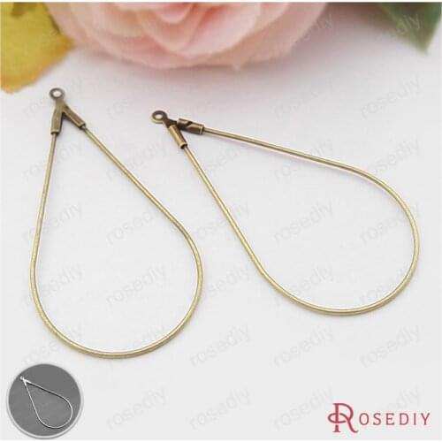 Wholesale 45mm x 23mm Antique Bronze / Silver color Drop Brass Hoop Earrings Diy Jewelry Findings 20 pieces(T12968)