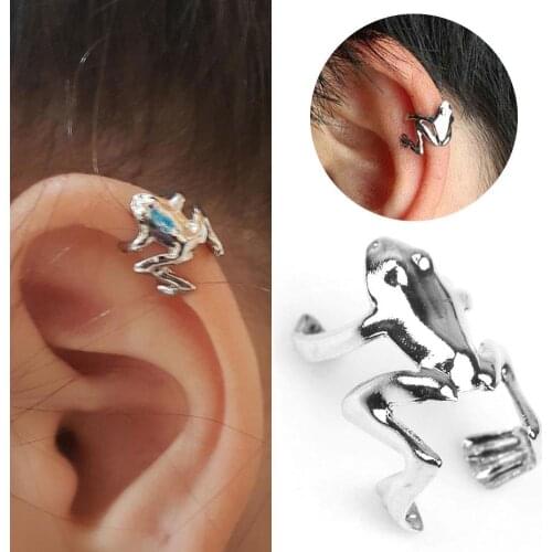 3D Crawl Retro Frog Ear Cuffs Clip Without Piercing Fake Cartilage Earring Frog Ear Cuff Clip Upper Helix Cartilage Earring