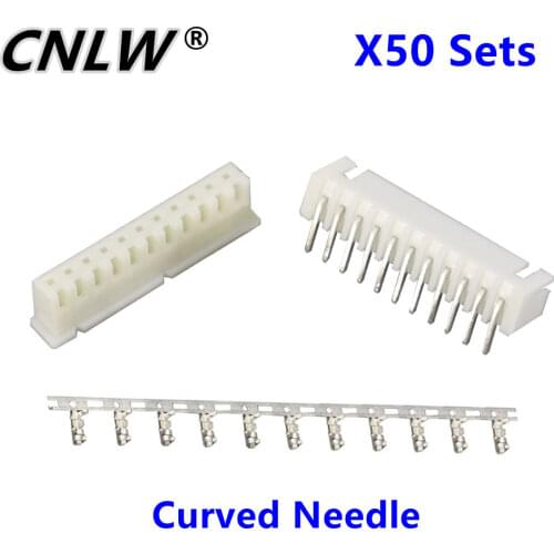 50 Sets/Kit XH2.54-11P 11 Pin Curved Needle Spacing 2.54mm Connectors Male and Female Plug + Terminals