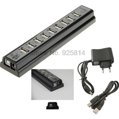 By dhl or ems 50 pieces Hot 10 Port USB 2.0 Hub Multi Outlet Power Strip Type