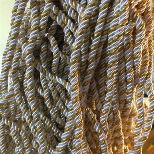 8mm White Gold Clothing Accessories Wire Portable DIY Weave Decoration Rope Twisted Binding Packaging Nylon Macrame Cord