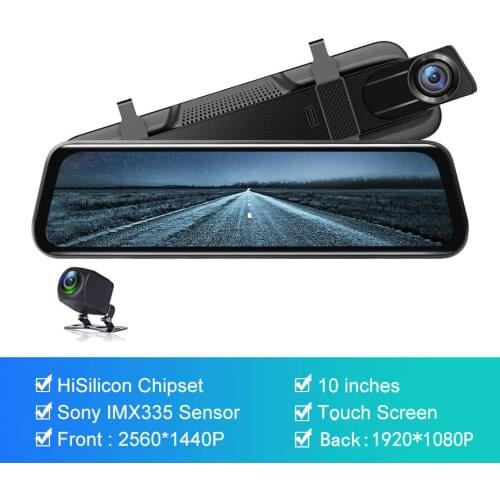 ANSHILONG Universal 9.66" FULL TOUCH SCREEN Car DVR Stream Media Rear View Mirror Monitor FHD 1080P with Special OEM Bracket