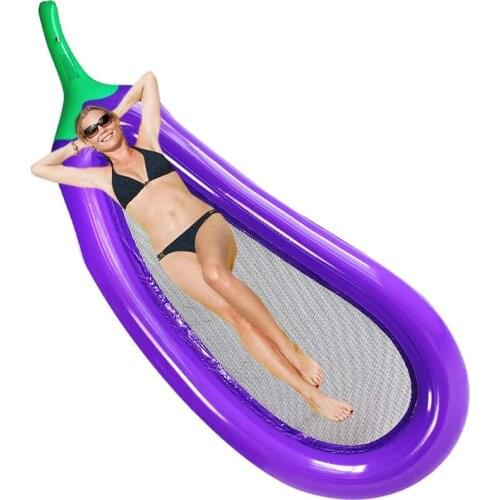 Eggplant Inflatable Pool Float Air Mattresses Water Floating Sofa Floating Row Summer Swimming Water Sports Beach Toy 250x110cm