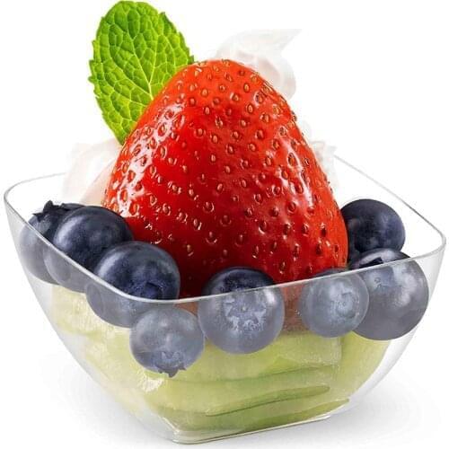 Free Shipping Party Wedding Supplies, 60ml Reusable Clear Heavy Duty Small Plastic Serve Dessert Cups Square Bowl, 50/Pack