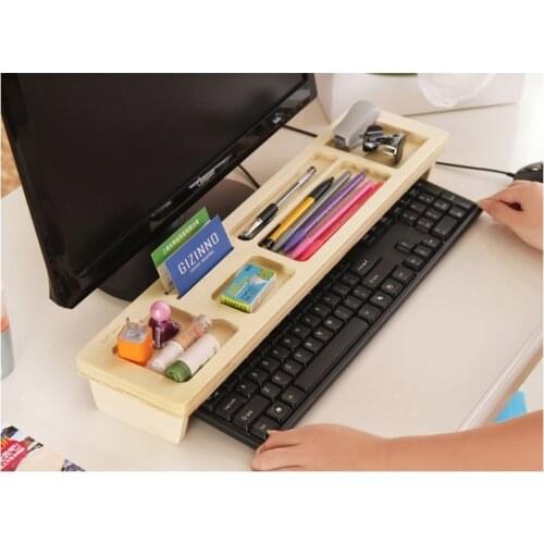 Simple wooden office computer desktop keyboard storage Simple Organizers Box storage Box Shelf wooden storage Rack