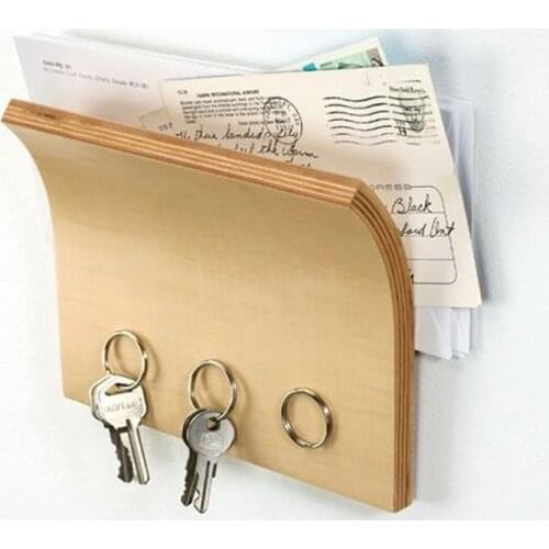 Wooden magnet key holder multifunctional storage rack wooden storage device wall-mounted key ring magnetic hook WF1019