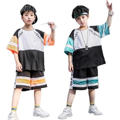 Children Red Hoodie Blouse Top Shorts Clothes Set Hip Hop Wear Street Dance Suit Jazz Drum Costume